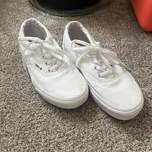 Vans All-White Canvas Lace-Up Sneakers